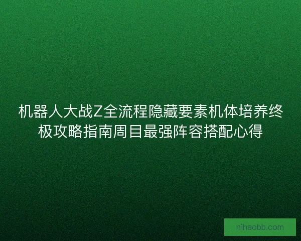 机器人大战Z全流程隐藏要素机体培养终极攻略指南周目最强阵容搭配心得